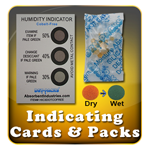 Moisture Indicating Silica Gel Packets and Humidity Indicator Cards.